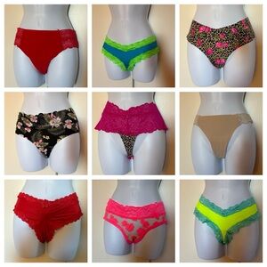 BUNDLE- VS Women's Lace & Cotton Panties - Bright Floral and Solid Colors
